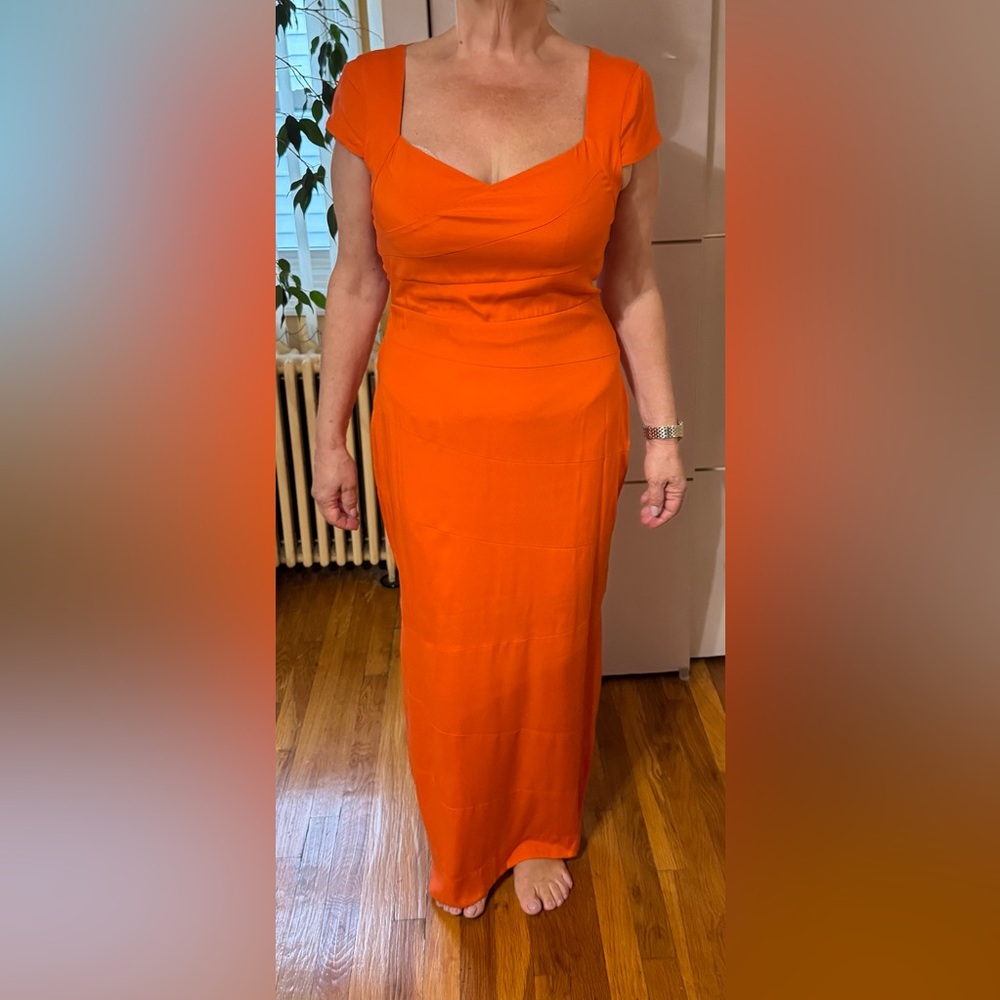 Orange Maxi Pencil Dress for Casual Resort Wear vintage size 10